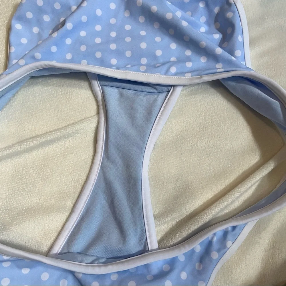 New! Frankie's Bikinis SET Addison Annabelle Blue Polka Dot Bikini 1578
